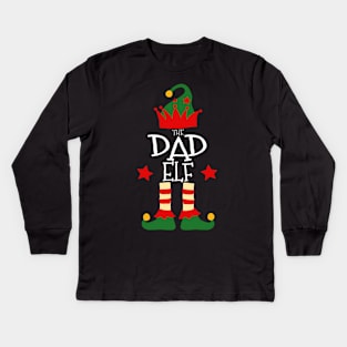 Dad Daddy Papa Fathers Day Elf Matching Family Group Christmas Party Pajamas Kids Long Sleeve T-Shirt